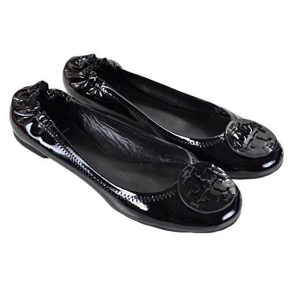 black patent leather flats